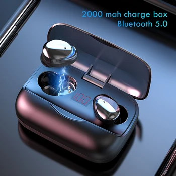 

Wireless Bluetooth Headphones 5.0 Noise Reduction Headset LED Display Waterproof Earbuds Automatic Pairing with 2000mAh Charging