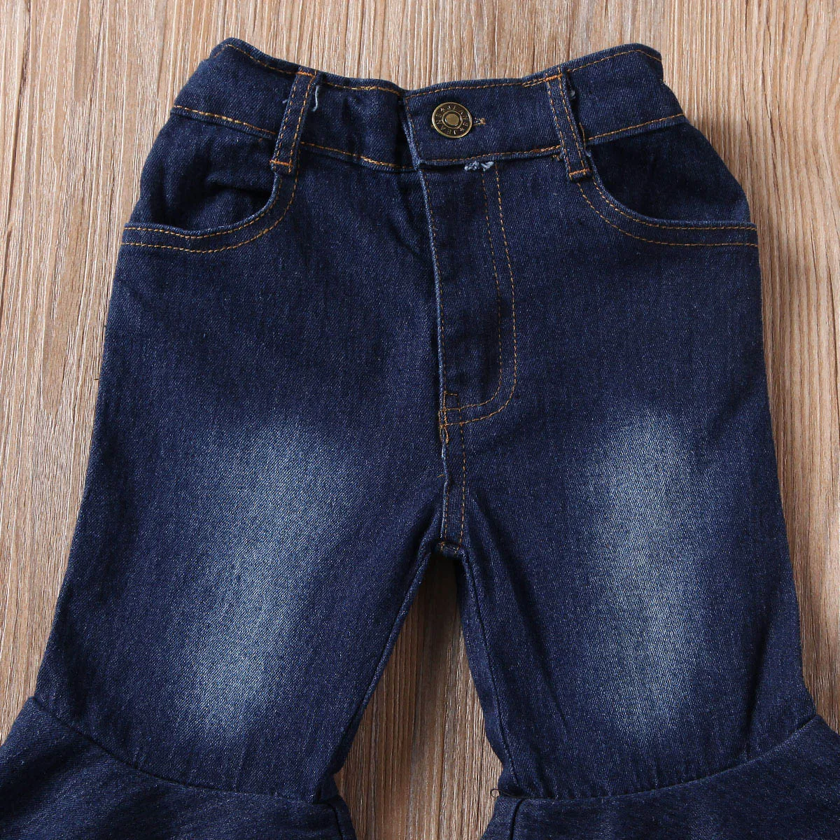 Модные детские джинсы для маленьких девочек, джинсовые штаны с расклешенными штанами, брюки, подарки, детские штаны