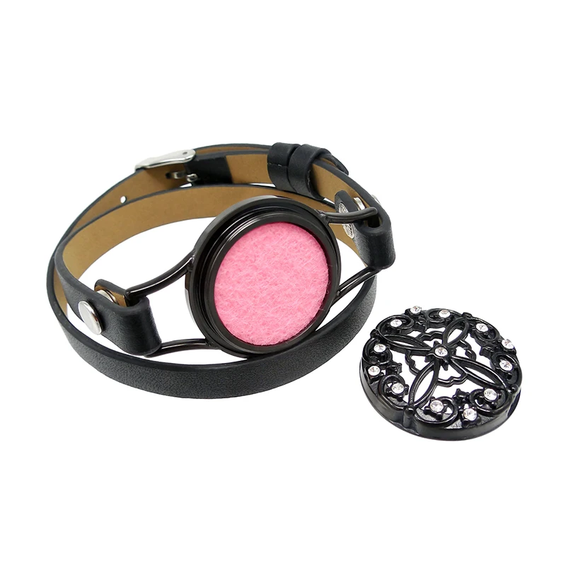 ZP-BS612-3 Diffuser Leather Locket Bracelet