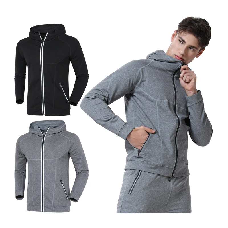 

Hooded Fitness Jacket Sport Coat Men Running Quick Dry Zipper Hoody Tops Outdoor Sportswear Gym Hoodies Training Sweatshirts