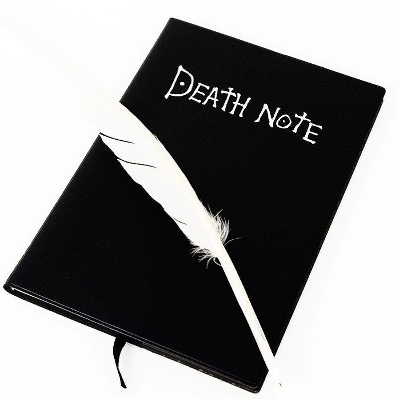 

Death Note Cosplay Props Japanese Anime Black Notebook White Quill Pen Plastic Case Hand Accessories for Women Men Costume Prop