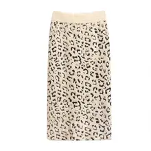 Осенняя и зимняя женская леопардовая юбка Ins имитация воды бархат Толстая вязаная юбка плюс сплит одна Stepl длинная юбка для женщин GD187