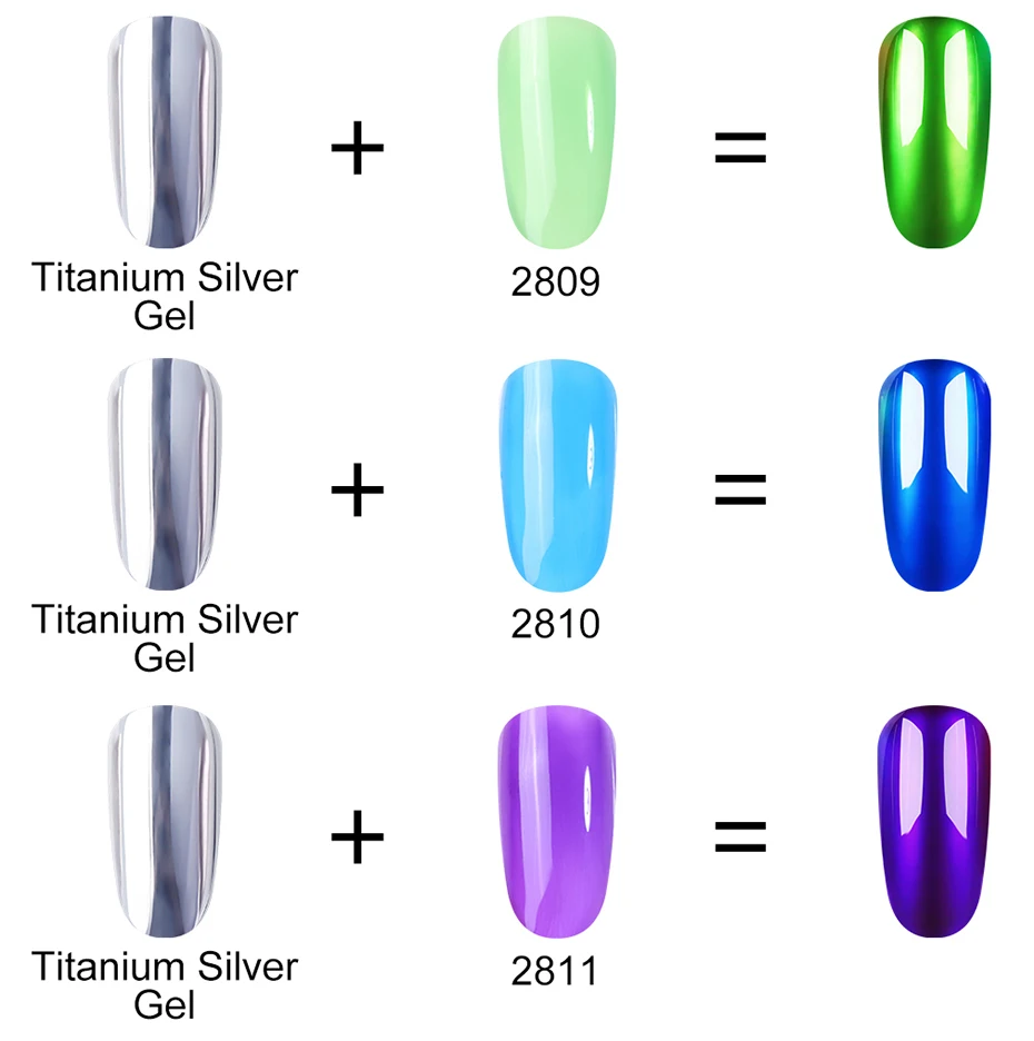 Elite99 10ml Mirror Titanium Sliver UV Gel Nail Polish Giltter Mirror Metal Color Soak Off Gel Varnish Permanent Enamel Nail Art