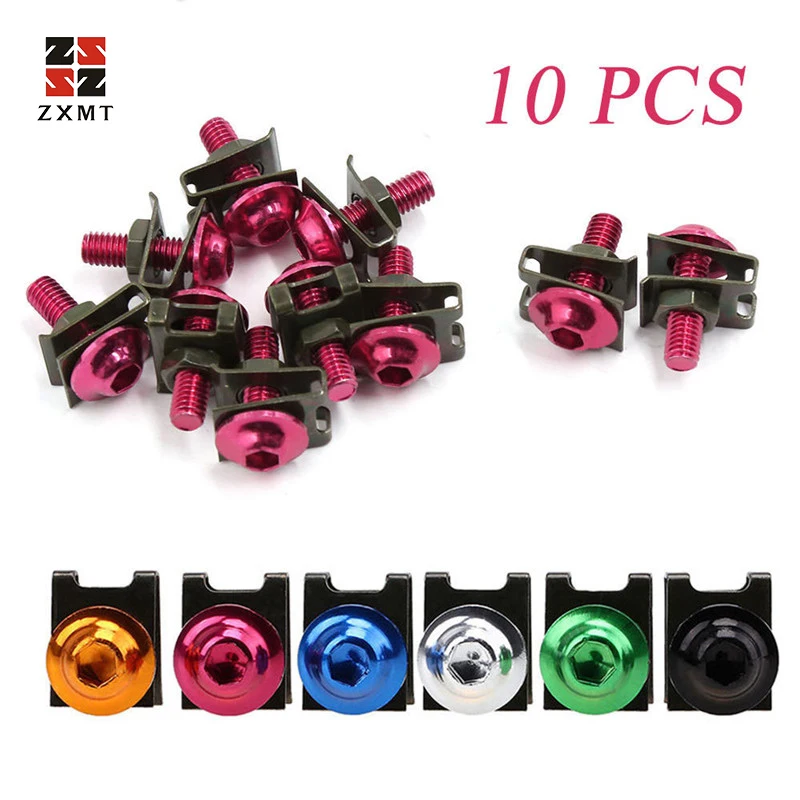 

ZXMT 10x Motorcycle M6 6mm Windscreen Bolts Kit Set Fastener Clips Screw Spring Nuts Aluminum black red gold blue silver green