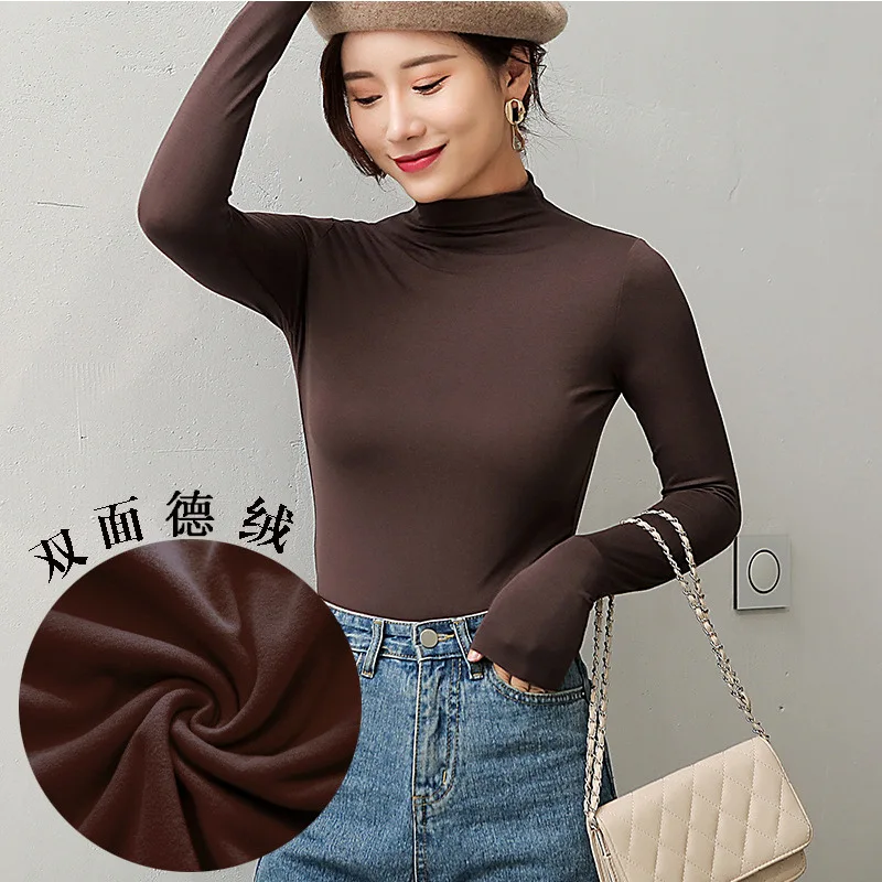 

Women's Long Sleeve Autumn Winter New Korean Seamless Half High Neck T-shirt Shirts for Women