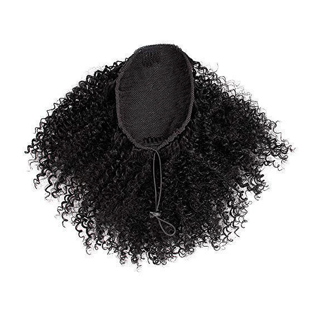 Rabo de Cavalo Clip em Extensão do Cabelo Cauda para Mulher Cordão Sintético Afro Kinky Curly Cabelo Bun Puff Chignon Hairpiece Pônei 5 Apliques e perucas