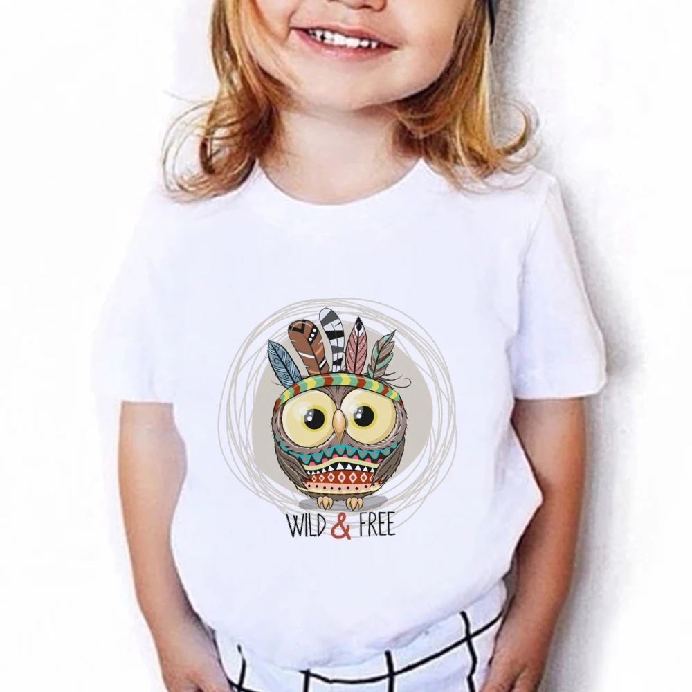 stussy t shirt Toddler Girl favorite Cartoon Style T shirt Cute Owl Print White O Neck T-shirt Kids Fashion Cozy Casual Tshirt For Children harley davidson t shirt