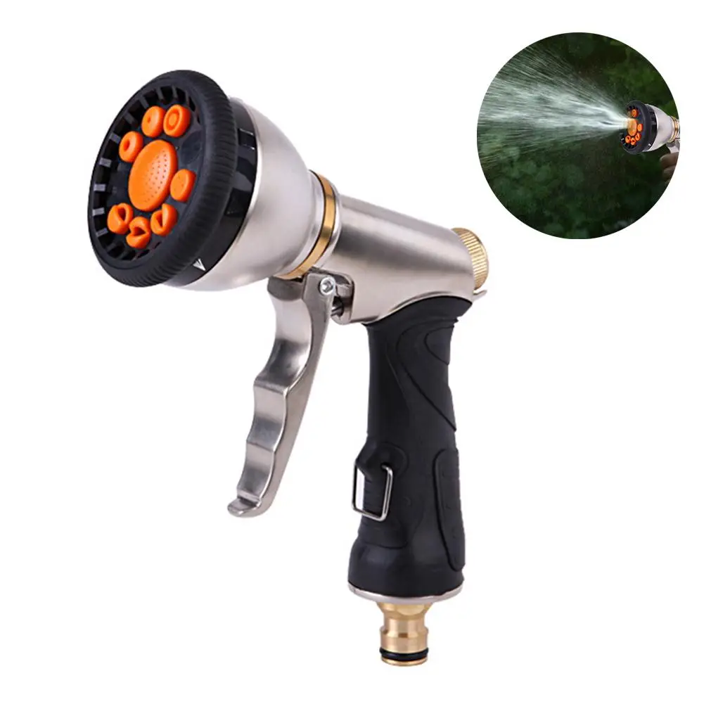 Garden Hose Nozzle Heavy Duty High Pressure Metal Spray Gun With 9 Adjustable Patterns For Watering Lawn Garden Pets Shower Co Spray Guns Aliexpress