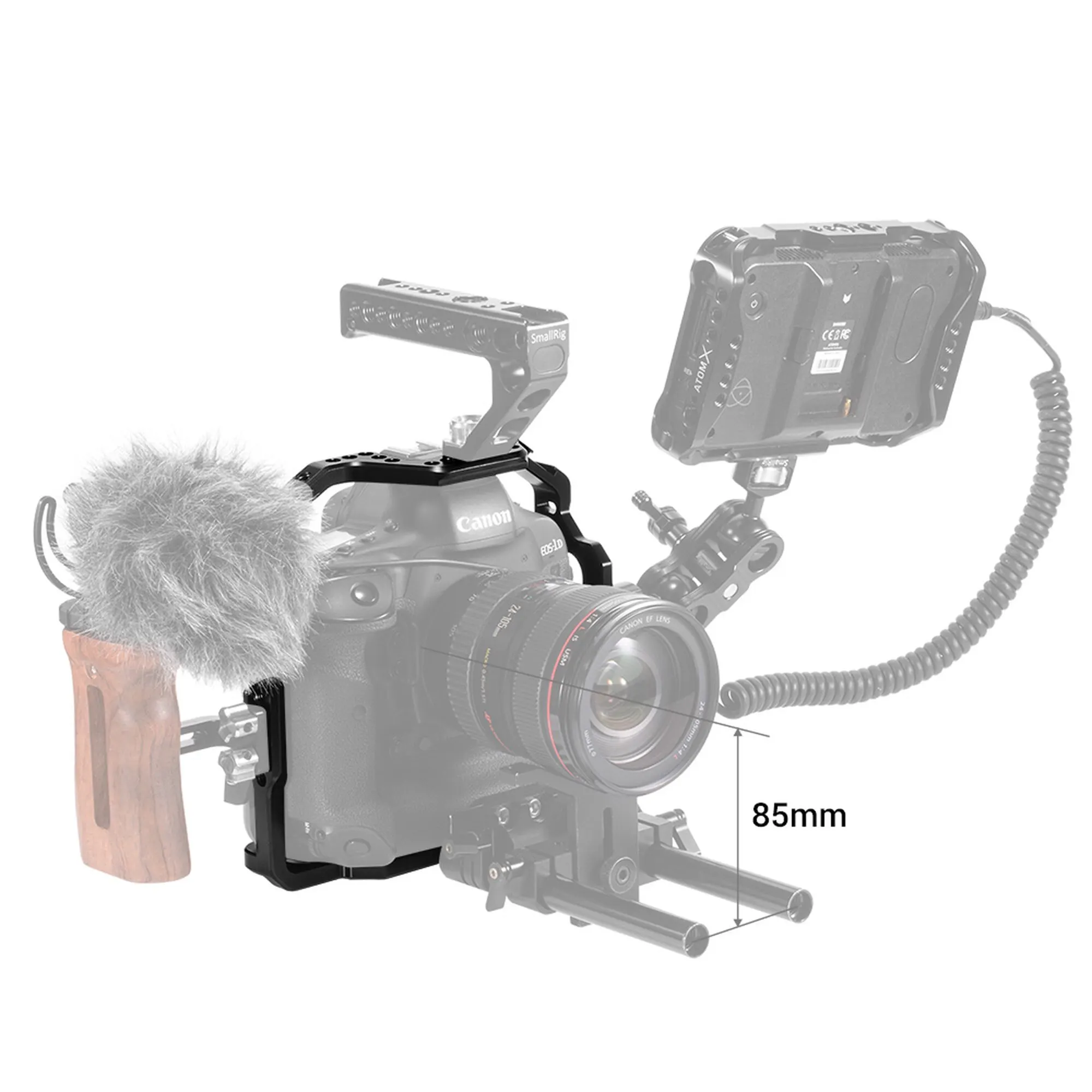 Клетка для камеры SmallRig для Canon EOS-1D X и 1D X Mark II с Рельсом Nato 1/4 3/8 резьбовые отверстия для микрофона DIY варианты 2365