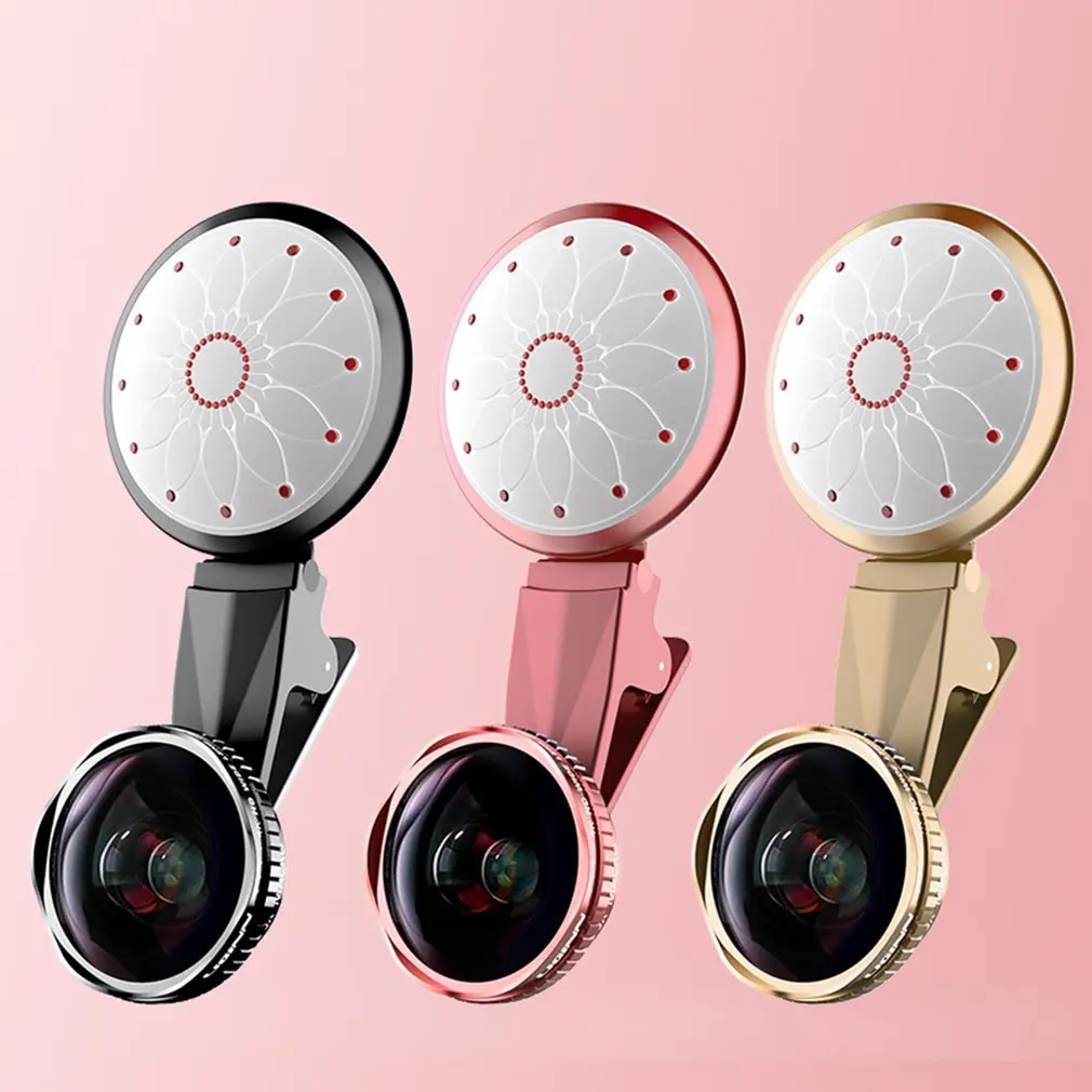 Mobile Phone External Lens Live Light Fill Light Universal Led Beauty Self-Timer Wide-Angle Macro for iphone HUAWEI Samsung