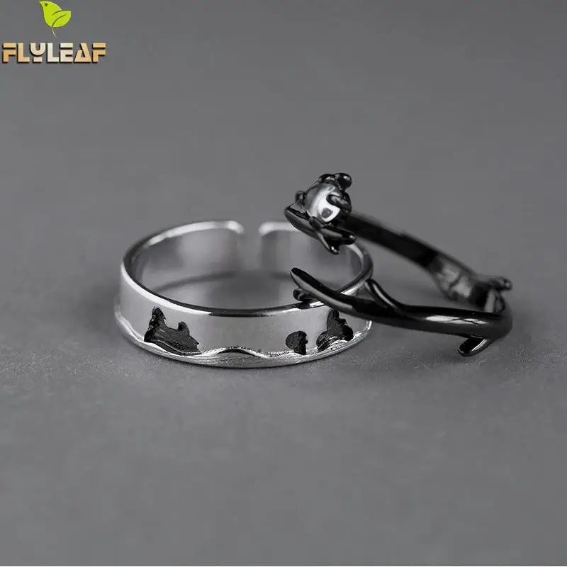 

Flyleaf Forest Branch Do The Old Couple Open Ring Men 925 Sterling Silver Rings For Women Black Jewelry Vintage Lovers' Gifts
