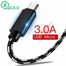 Кабель Micro USB, быстрое зарядное устройство 3,0, быстрая зарядка, кабель для мобильного телефона, кабель для зарядного устройства Microusb, провод для xiaomi, samsung, huawei, lg, android