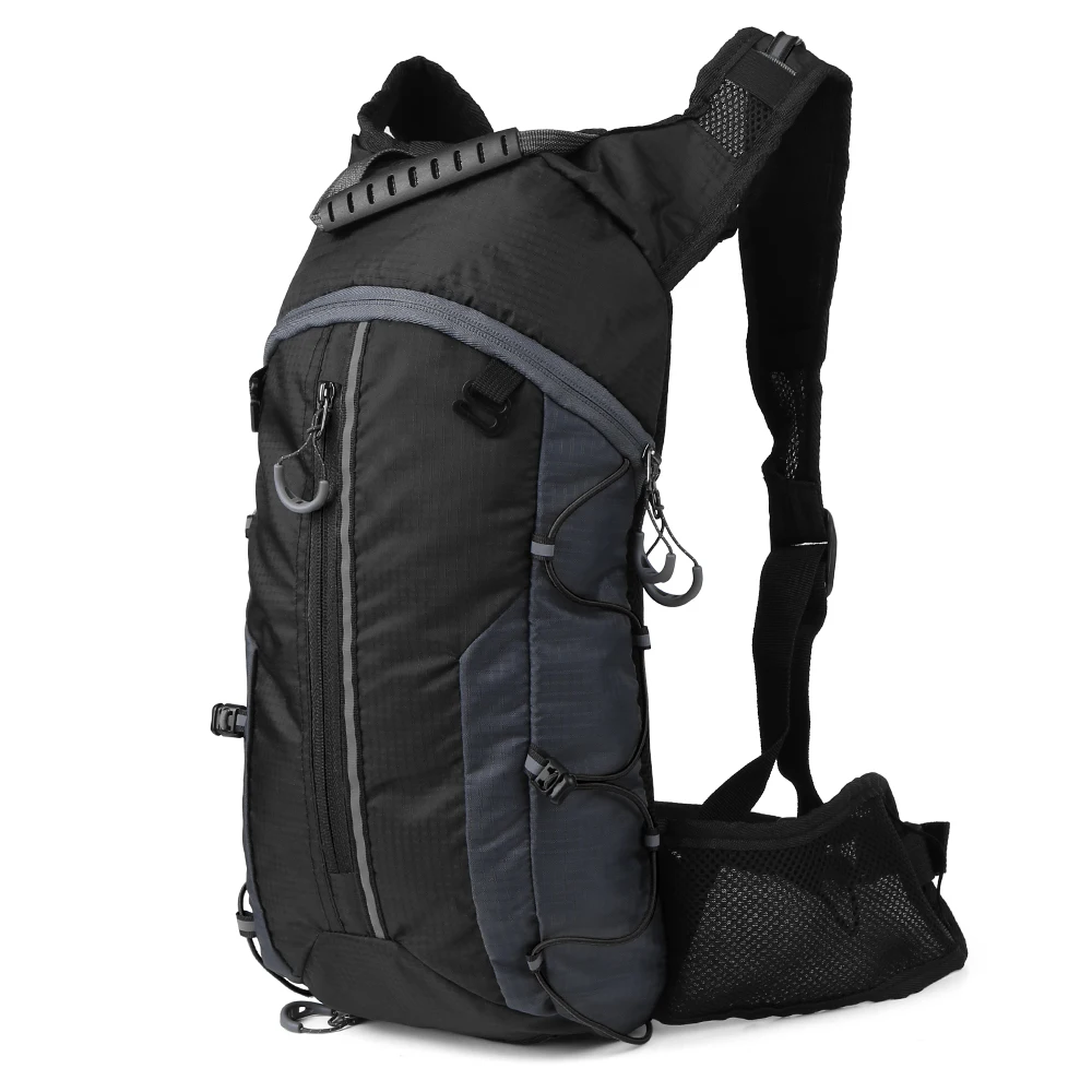 Black Foldable Cycling Backpack Waterproof Bike Bicycle Bag Riding Hydration Backpack with 2L Water Bladder Sports Water Pack Bags - Color: Black