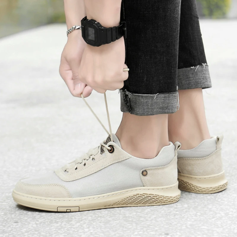 Men's Casual Shoes Genuine Leather Shoes Men Tooling Work Shoe Soothing Soft Quality Summer Breathable Male Footwear