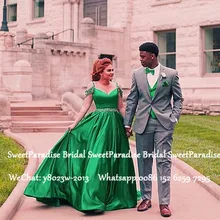 Зеленое Атласное ТРАПЕЦИЕВИДНОЕ платье для выпускного вечера с бусинами и кристаллами с открытыми плечами длинное вечернее платье vestido de festa