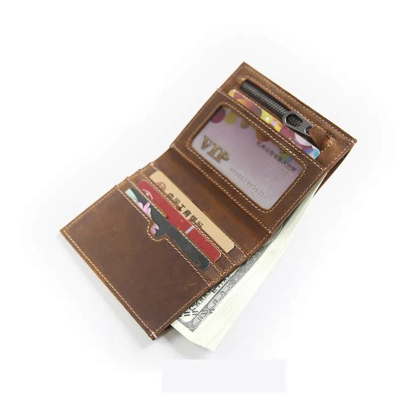 Brown-1 PNDME, простой, винтажный, натуральная кожа, мужской, женский, два сложения, маленький кошелек, ручная работа, Воловья кожа, Молодежный, короткий, тонкий, ID, кошелек для кредитных карт - Цвет: Brown-1