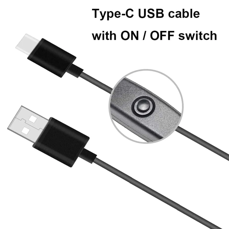 Адаптер питания USB Type-C, 5 В, 3 А, мА, зарядный кабель для Raspberry Pi 4 4B, вилка US / EU с переключателем