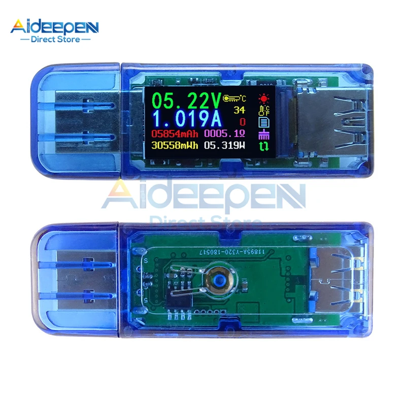 AT34 USB 3.0 컬러 LCD 디스플레이 전압계 전류계 전압 전류 미터 멀티 미터 배터리 충전 보조베터리