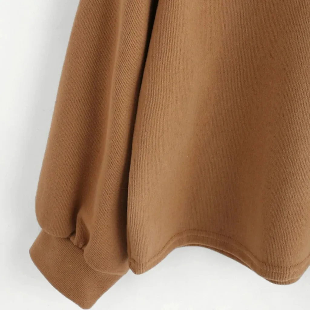 JAYCOSIN Fashion Women Casual Simple Solid Color O-Neck Sweatshirt Long Sleeve Comfortable Soft Blouse Loose Sweatershirt Tops