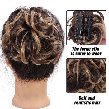 AILIADE Synthetic Messy Curly Hair Buns Claw Clip In Hair Extension Chignon Updo Cover Hairpiece for Women 4