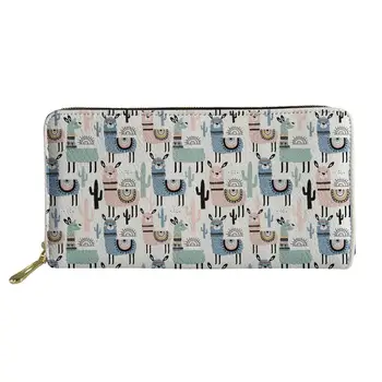 

Ladies Wallet Purse With Zipper Wallets For Credit Card Women Fun LLama Alpaca Print Long Pu Leather Fashion Money Bags Females