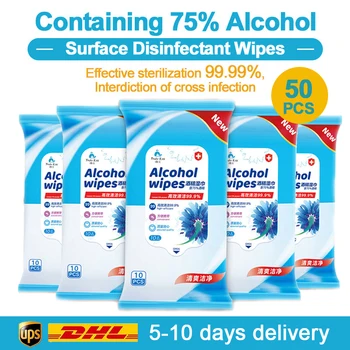 

VIP LINK 50pcs Alcohol Disinfect Wipes 75% Super Soft alcohol wipe Antiseptic Pads Large Wet Wipes