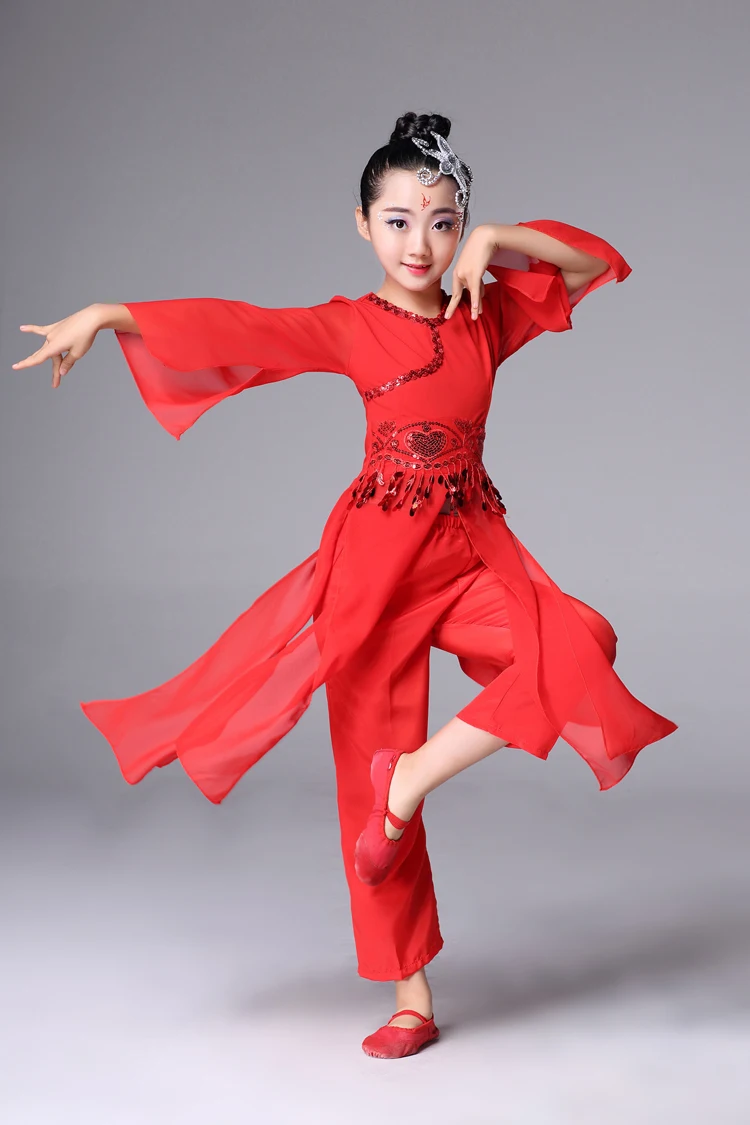 Chinese Folk Dance New Children's Classical Dance Costumes Modern Dance Dress for Girls Chinese Princess Costume