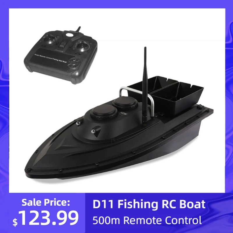 US $121.51 D11 Rc Boat Fish Finder Fishing Bait Boat 15kg Loading 500m Remote Control Fixed Speed With 2 Battery 2 Motor 2 Led Light