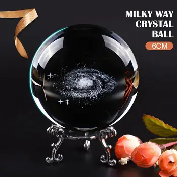 

Laser Engraved Creative Fashion Quartz Ball Glass Ball Crystal Bal Globe Galaxy for Astrophile Craft Planets Model Gift Sphere