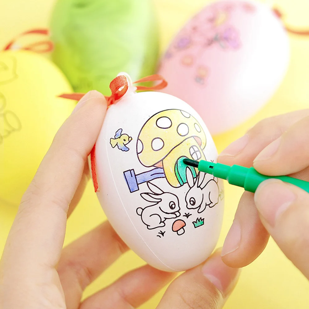 Painting Color Egg With Water Color Pen Kids DIY Toy Easter Egg Education Toys Children Random 2