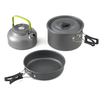 

3Pcs Ultra-light Aluminum Alloy Camping Cookware Utensils Outdoor Cooking Teapot Picnic Tableware Kettle Pot Frying Pan X210G