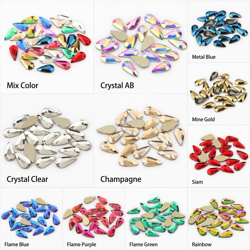 

New pattern Water drop 3x6mm/4x8mm Nail Art Rhinestone Fancy Crystal Strass 30 / 100Pcs For 3D Nail Decoration