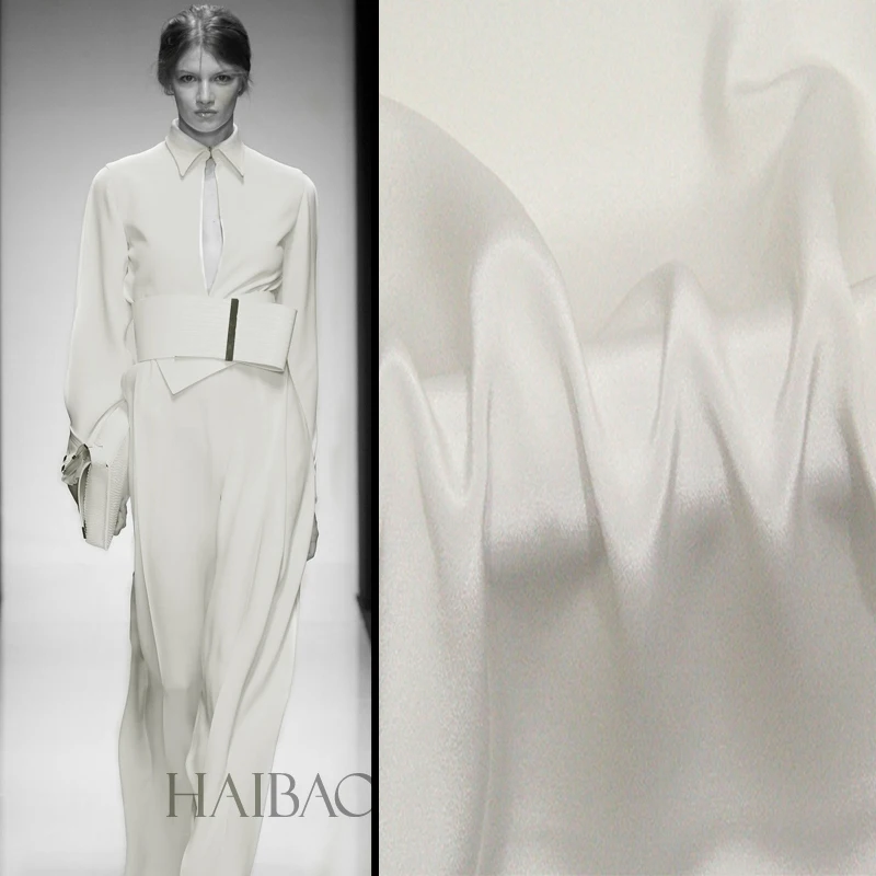 Высококачественная Белая Тяжелая шелковая крепдешин 30 мм Однотонная рубашка платье из натурального шелка шелковой ткани 140 см