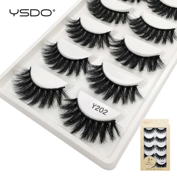 

YSDO 5Pairs 3D Mink Lashes Hand Made Dramatic Mink Eyelashes Natural Long False Eyelashes Maquillaje Thick Lashes Faux Cils Y202