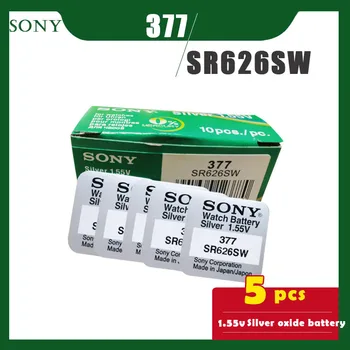 

5PCS/lot SONY Original 377 SR626SW 1.55V Silver Oxide Button Cell Battery 626 SR626 V377 AG4 for Watch Toys Single grain packing