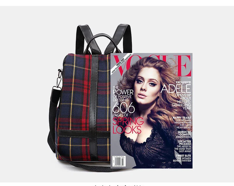 Female Red Plaid Backpack Purse Anti Theft Canvas Casual Backpack for Women 2019 Small Travel Backpack Bag School Girls Rucksack (12)