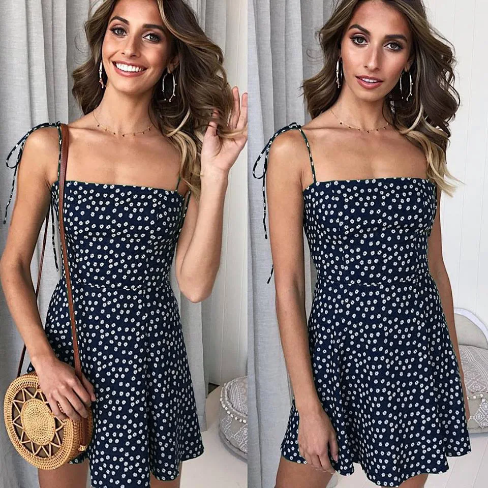 

! WOMEN'S Dress Spring And Summer New Style Polka Dot Camisole Short Sexy Dress Support outside China
