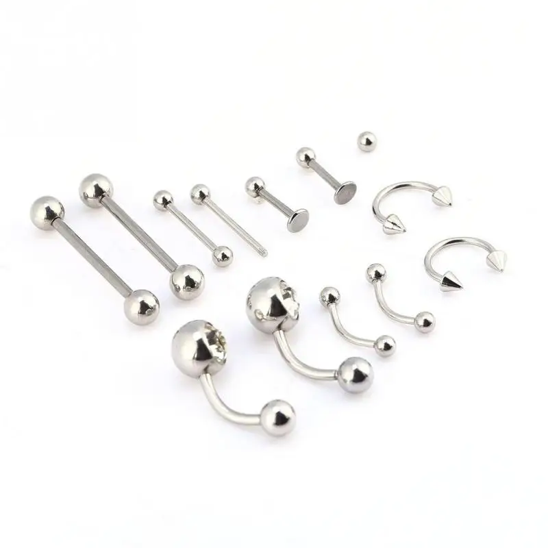 Tongue Nose Belly Button Body Jewelry Piercing Rings Clamp Gloves Needles Tool Kit 20pcs/set body piercing jewelry,body jewelry,body piercing kit