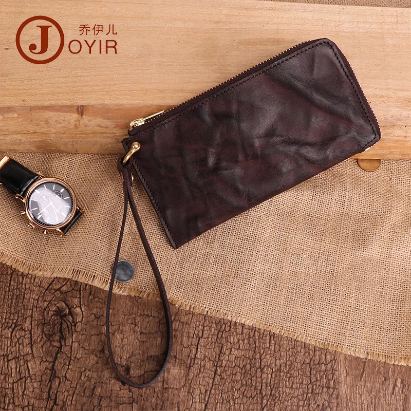 

Retro Genuine Leather Men Clutch Bag Skeleton-skin Fashion Casual MEN'S Wallet Multi-functional Mobile Phone Received Packet Men