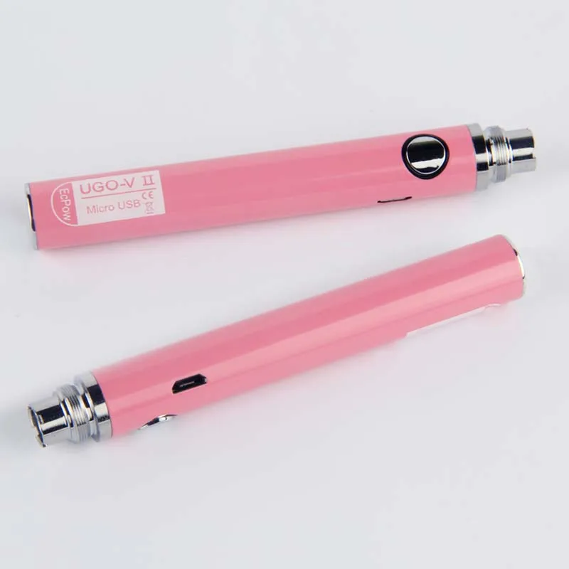 Розовый 1 шт. подлинный UGO V2 II 510 нить Vape батарея EVOD eGo Micro USB Сквозной 650 мАч 900 мАч испаритель Fit MT3 CE4 H2 Атомайзер - Цвет: Розовый