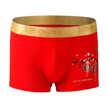 

MEN'S Underwear Bamboo Fabric Bright Red Year of Fate Boxer hong ku High-waisted Boxers Printed Shorts Manufacturers Wholesale