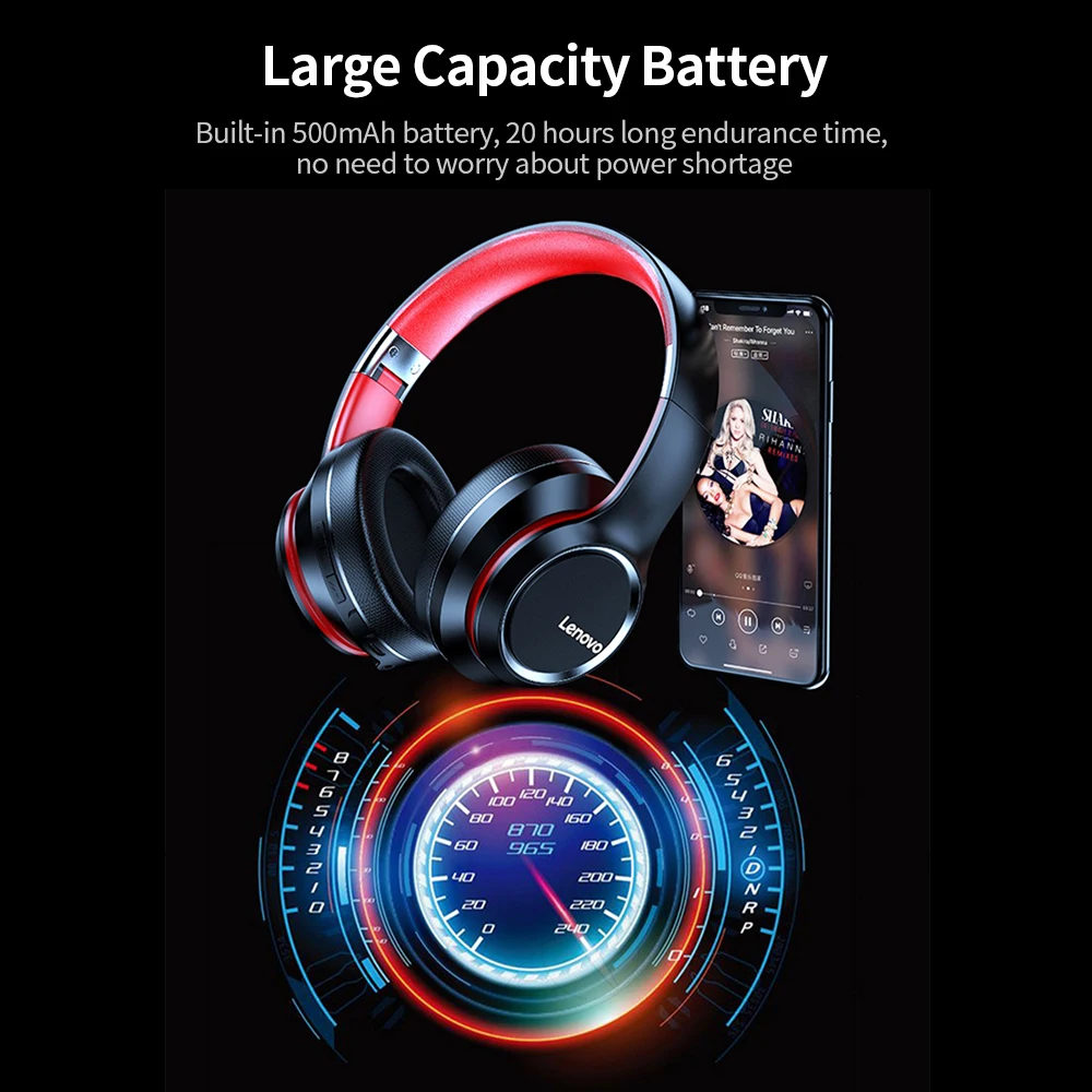 Беспроводная Bluetooth гарнитура Lenovo HD200 BT5.0 с шумоподавлением складная