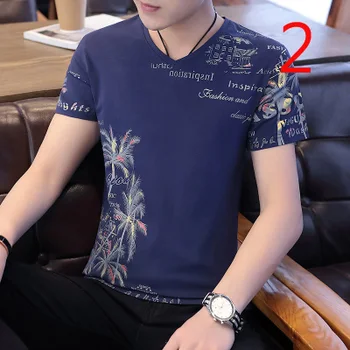 

Men's Korean short-sleeved men's tide brand trend men's five-point sleeve loose t-shirt
