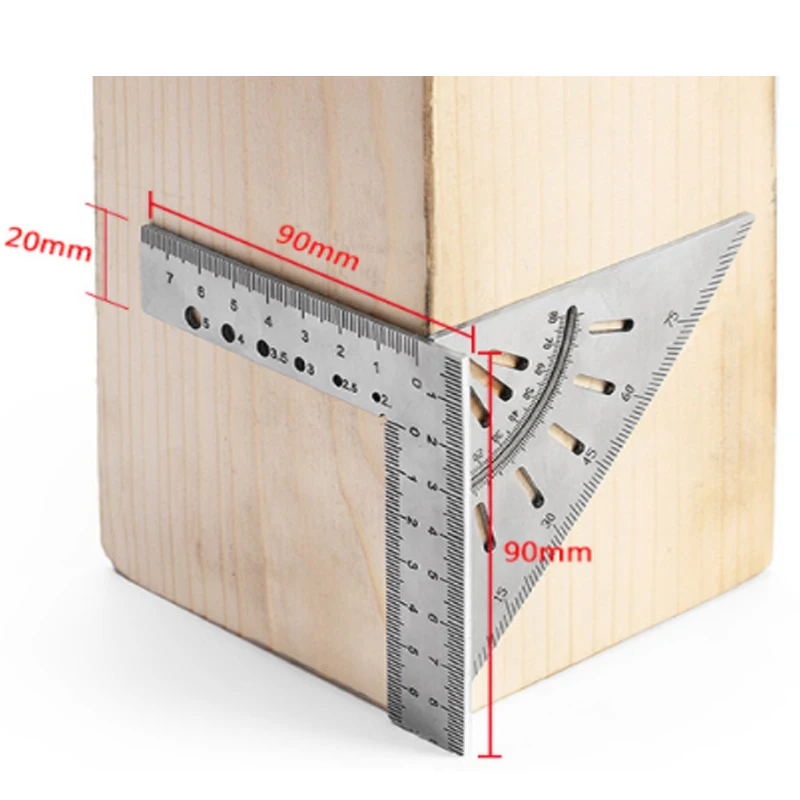 Updated Woodworking Ruler Square Layout Miter Triangle Ruler 45 Degree 90 Degree Metric Gauge toohr Measure tool