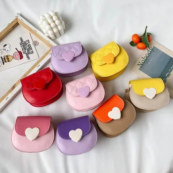 

Korean Kids Mini Bag 2020 New Heart Cross Body Bags for Little Girl Princess Messenger Bag Baby Clutch Purse Bag
