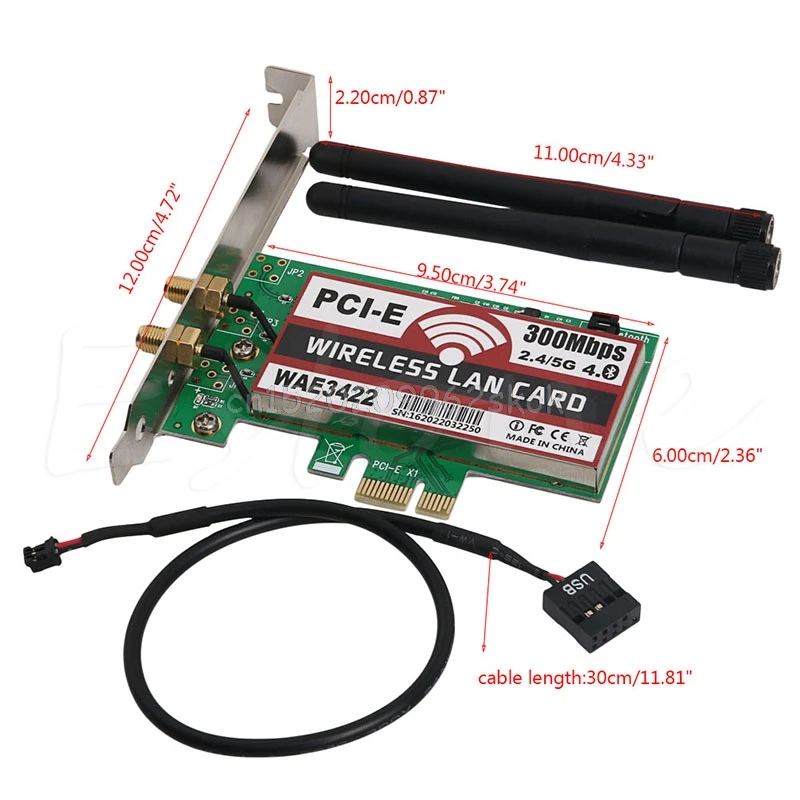 PCI-e PCI Express двойной адаптер 300 Мбит/с WLAN Wi-Fi Bluetooth 4,0