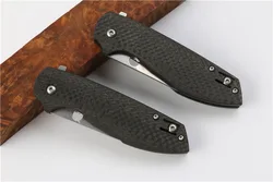 Couteau pliant tactique de haute qualité, lame D2 manche en Fiber de carbone pierre lavage Camping en plein air sécurité défense couteaux militaires de poche 