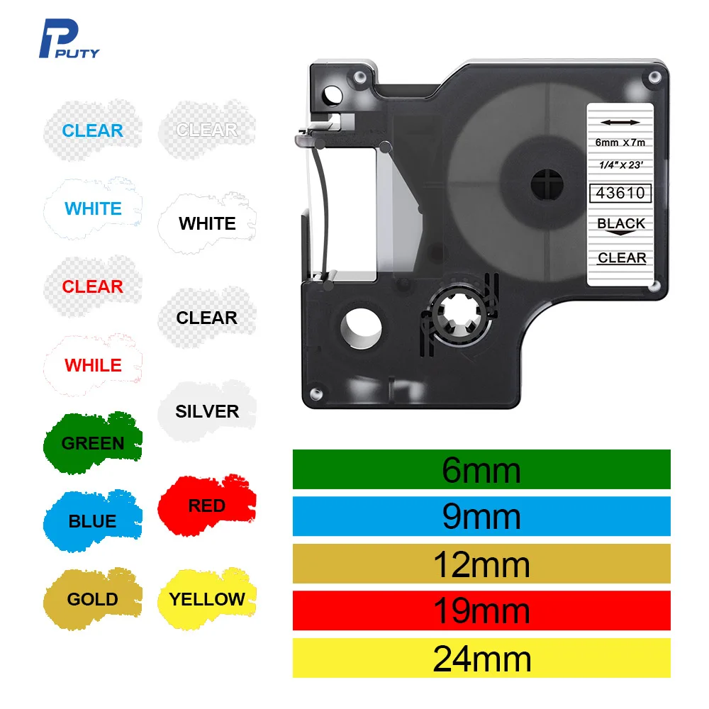 

10 Pecs 24mm Thermal Transfer Ribbon Cassettes Compatible for Label Tapes For Dymo Label Printers