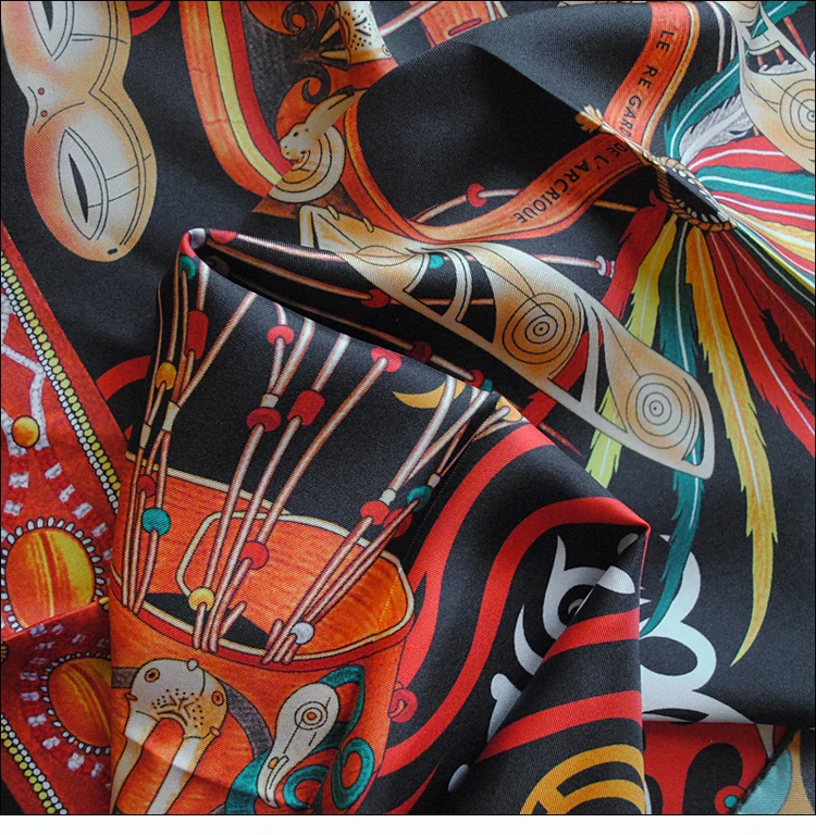 HuaJun 2 магазин | крутые цвета унисекс "Le Regard de l'arctque" 90 Шелковый квадратный шарф саржевый струйный шарф