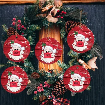 

4# 30PC 2020 Christmas Ornament Wearing A Face Mask Decorate Holiday Ornament Decorating Santa Tree Pendant